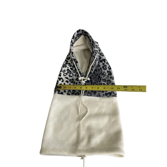 FLEECE HOODED NECK WARMER FACE-MASK CHEETAH GRAY/CREAM SZ XS WIND RESISTANT - Picture 5 of 11